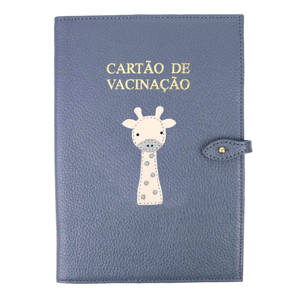 Porta Cartão de Vacina Girafinha Masculino em Couro Personalizado