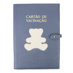 Porta Cartão De Vacina Little Baer Oceano Com Off White Liso Pronta Entrega
