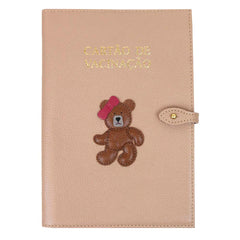 Porta Cartão De Vacina Ursa Teddy Rose Liso com Chiclete Pronta Entrega