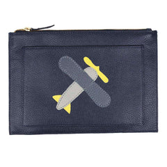 Porta Documento Little Plane Marinho Liso com chumbo Cinza Claro Liso e Lima Liso Pronta Entrega