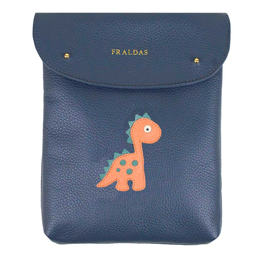 Porta Fralda Little Dino Oceano com Tangerina Liso e Esmeralda Pronta entrega