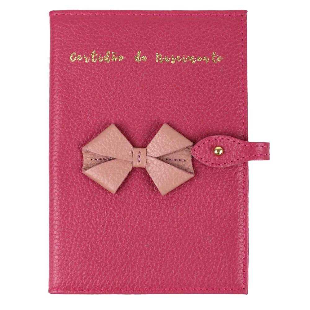 Porta Mini Certidão De Nascimento Laço Chiclete com Algodão Doce Liso Pronta Entrega