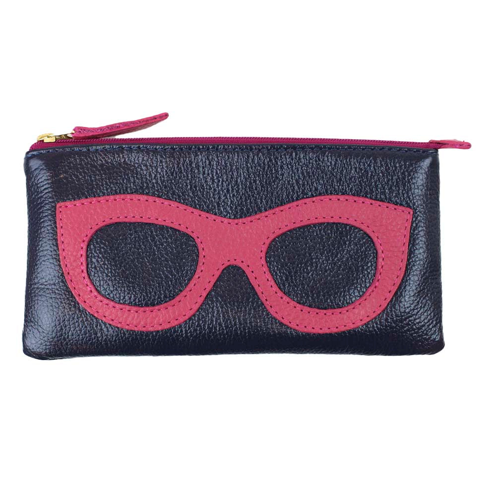 Porta Óculos Lunettes Marinho Liso com Chiclete Pronta Entrega