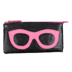 Porta Óculos Lunettes Preto Paris com Rosa Orquídea Pronta Entrega