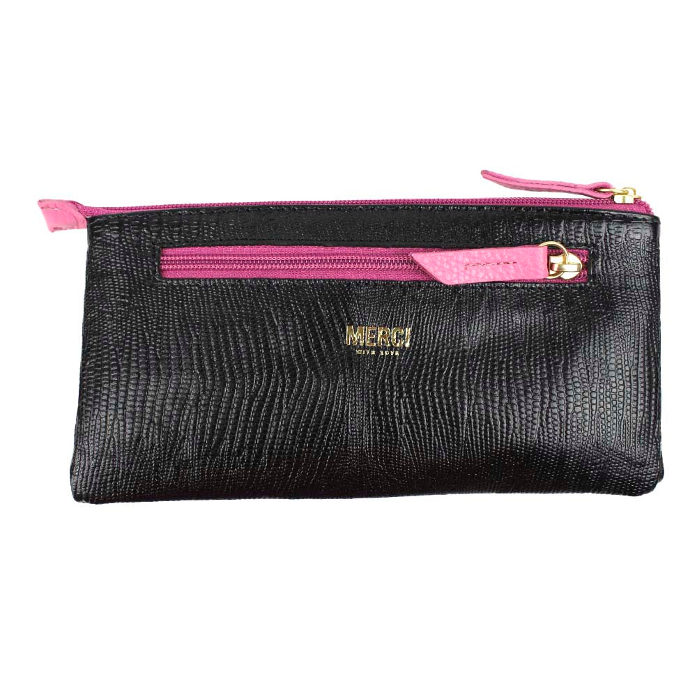 Porta Óculos Lunettes Preto Paris com Rosa Orquídea Pronta Entrega