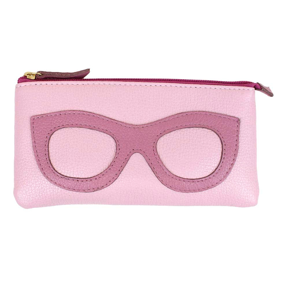 Porta Óculos Lunettes Rosa Chá com Rosa Blush Pronta Entrega
