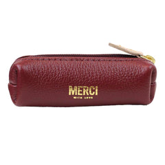 Porta Batom Zíper Burgundy Liso com Rose Liso Pronta Entrega
