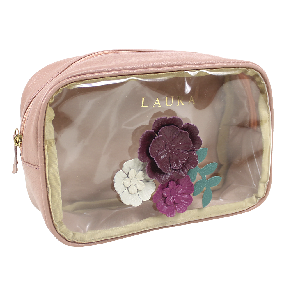 Necessaire Anne Beach Le Jardin em Couro e Vinil Personalizada