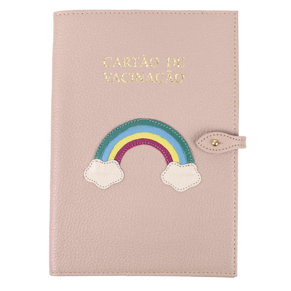 Porta Cartão de Vacina Arco Íris de Couro Personalizado