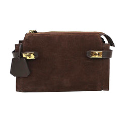 Bolsa Adele Crossbody Camurça Chocolate com Café Pronta Entrega