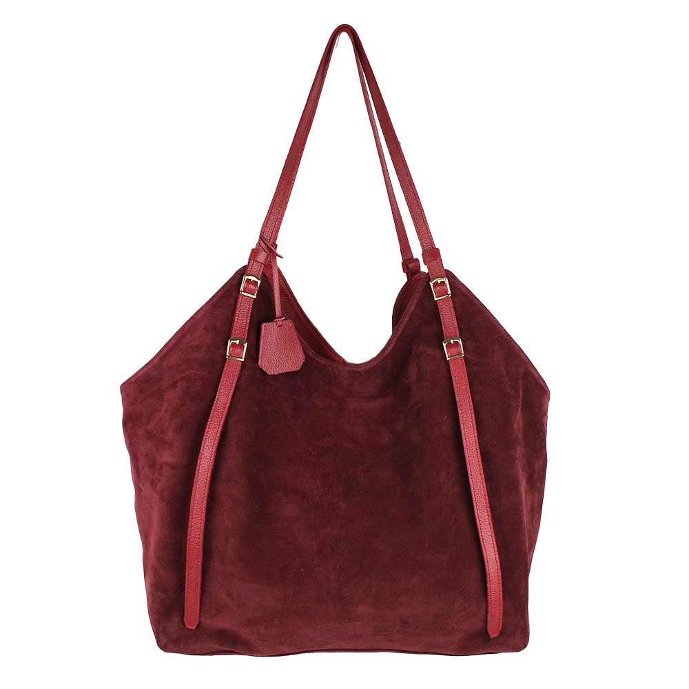 Bolsa Alix Camurça Cereja com Vermelho Liso Pronta Entrega