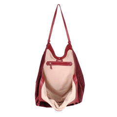 Bolsa Alix Camurça Cereja com Vermelho Liso Pronta Entrega