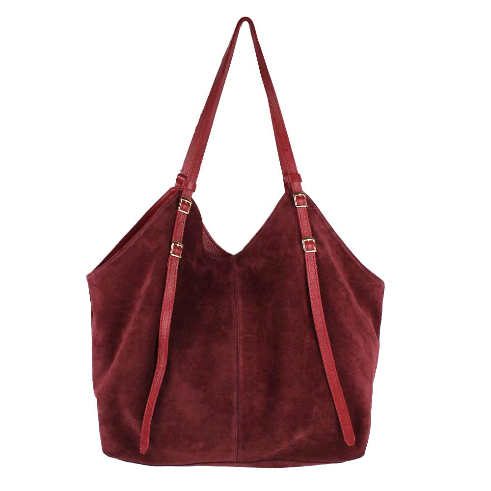 Bolsa Alix Camurça Cereja com Vermelho Liso Pronta Entrega