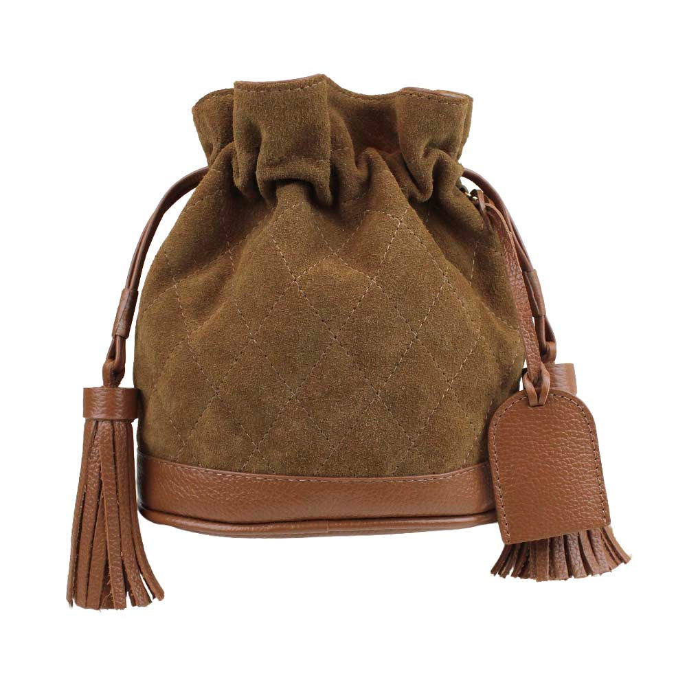 Bolsa Ava P Camurça Matelasse Caju com Caramelo Liso Pronta Entrega