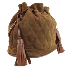 Bolsa Ava M Matelasse Camurça Caju com Caramelo Liso Pronta Entrega