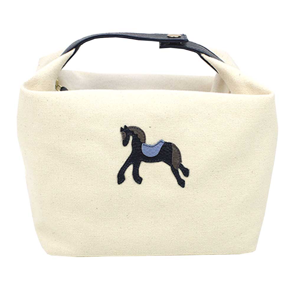 Necessaire Linha Algodão Cavalo Joca em Algodão e Couro Personalizada