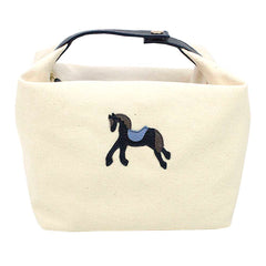Necessaire Linha Algodão Cavalo Joca em Algodão e Couro Personalizada