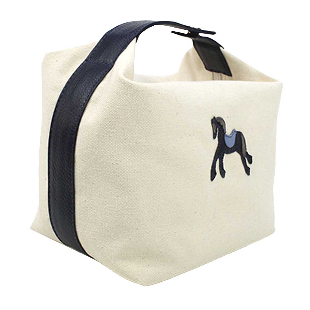Necessaire Linha Algodão Cavalo Joca em Algodão e Couro Personalizada