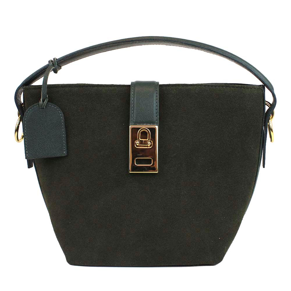 Bolsa Domenica Camurça Oliva com Verde Oliva Pronta Entrega
