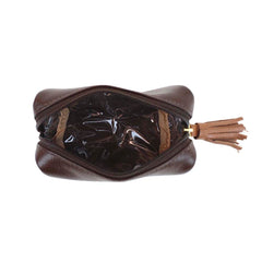 Necessaire Julie PP Café com Caramelo Liso Pronta Entrega