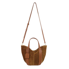 Bolsa Poppy Camurça Caju com Caramelo Liso Pronta Entrega