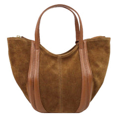 Bolsa Poppy Camurça Caju com Caramelo Liso Pronta Entrega