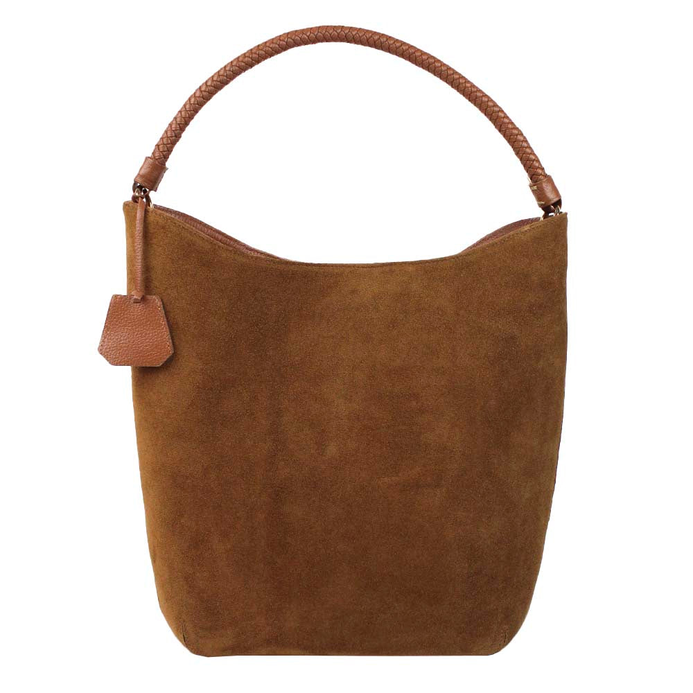 Bolsa Rosie Camurça Caju com Caramelo Liso Pronta Entrega