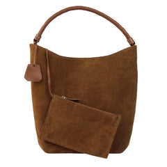 Bolsa Rosie Camurça Caju com Caramelo Liso Pronta Entrega