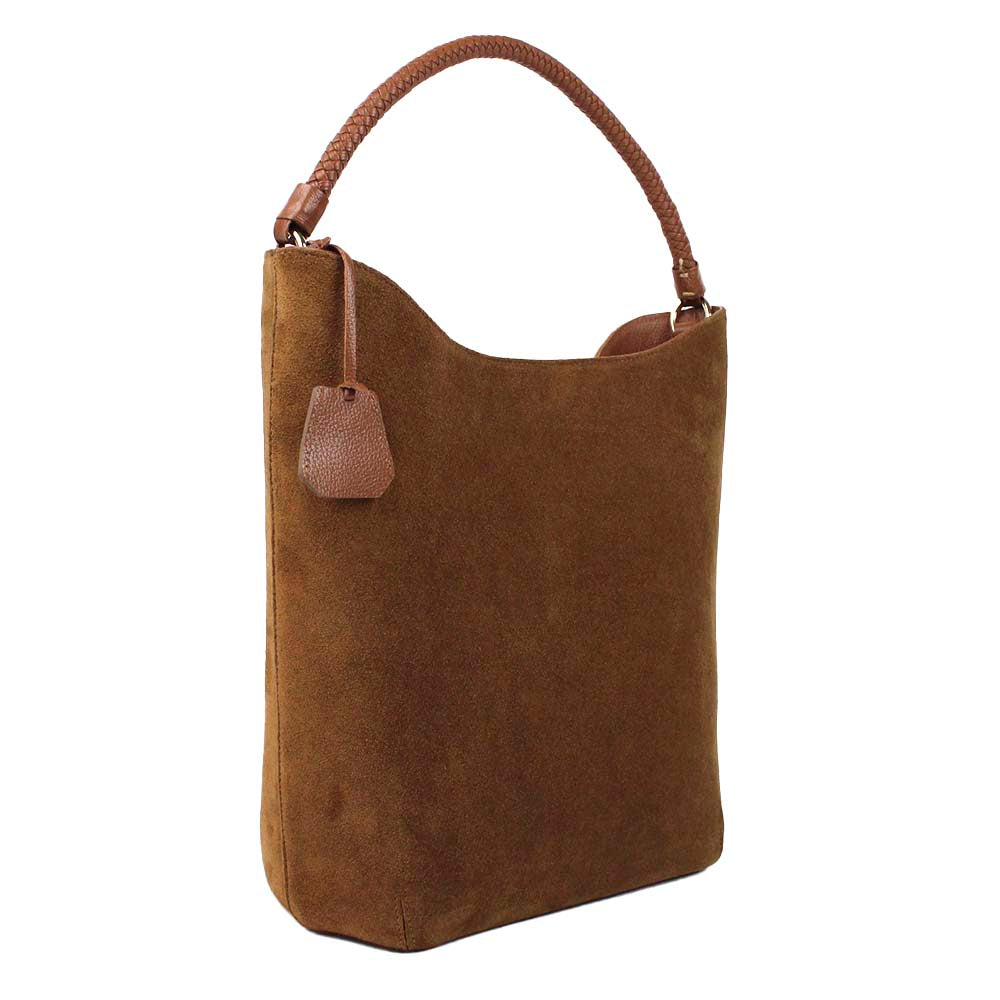 Bolsa Rosie Camurça Caju com Caramelo Liso Pronta Entrega