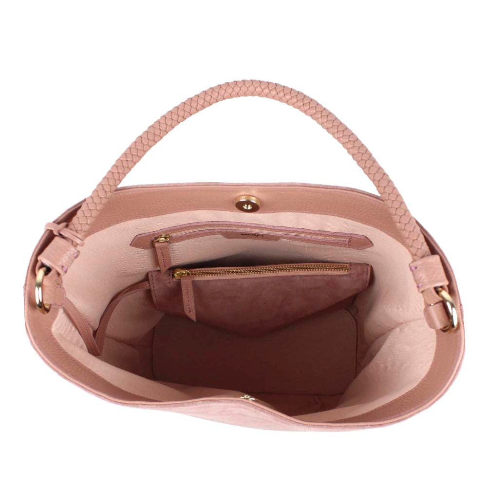 Bolsa Rosie Camurça Ipê Rosa Algodão Doce Liso Pronta Entrega