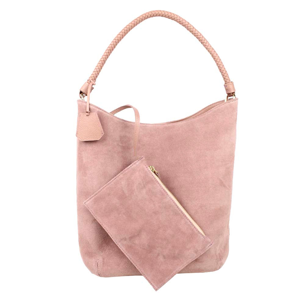 Bolsa Rosie Camurça Ipê Rosa Algodão Doce Liso Pronta Entrega