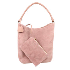 Bolsa Rosie Camurça Ipê Rosa Algodão Doce Liso Pronta Entrega