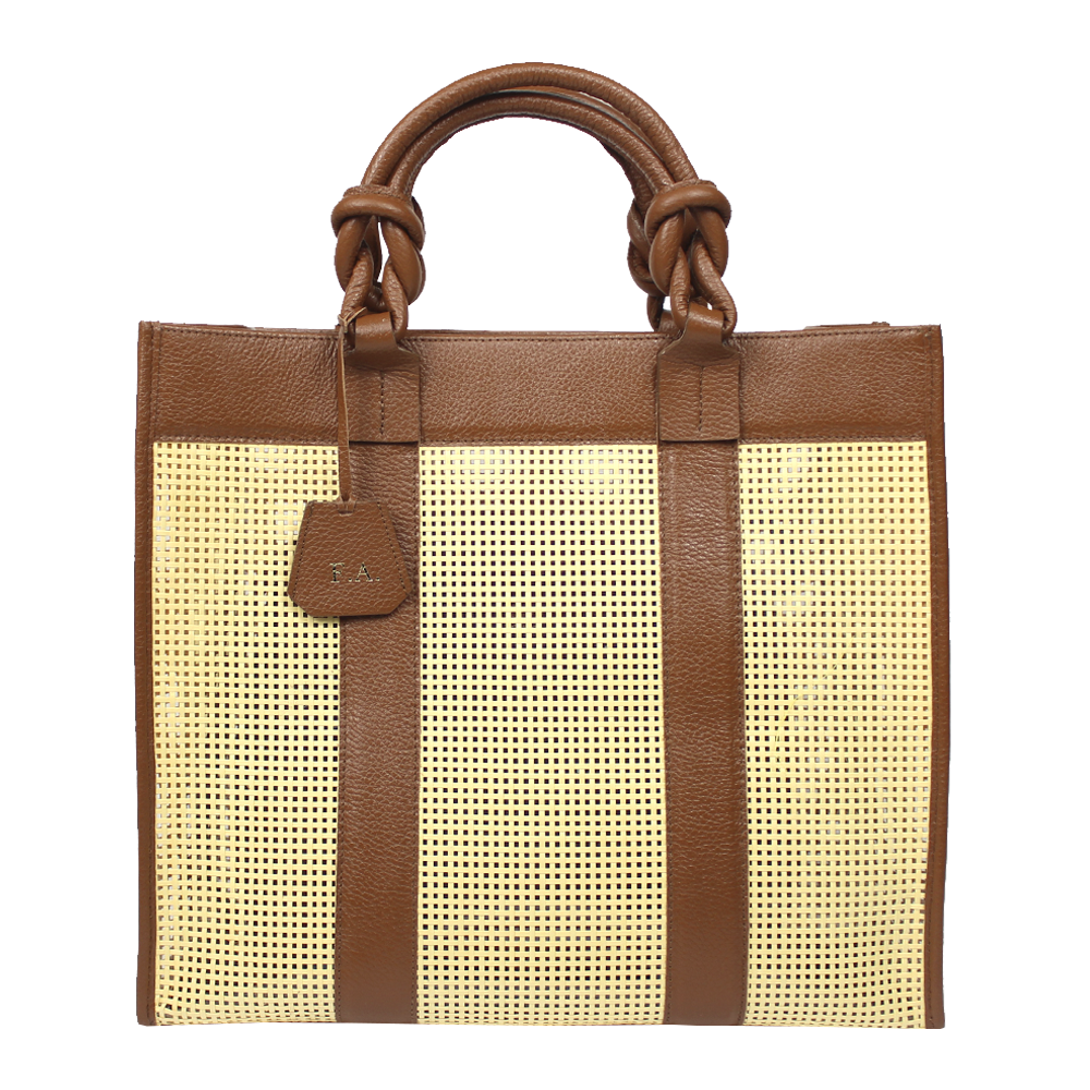 Bolsa Sailor G em Couro e Palha Personalizada