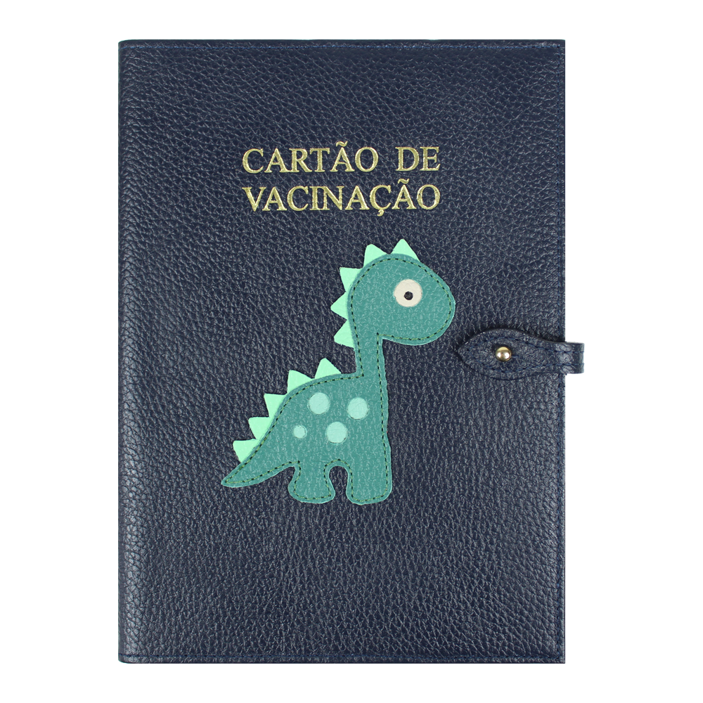 Porta Cartão de Vacina Little Dino + Caderneta de Saúde Impressa em Couro Personalizado
