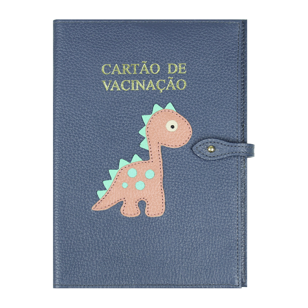 Porta Cartão de Vacina Little Dino + Caderneta de Saúde Impressa em Couro Personalizado