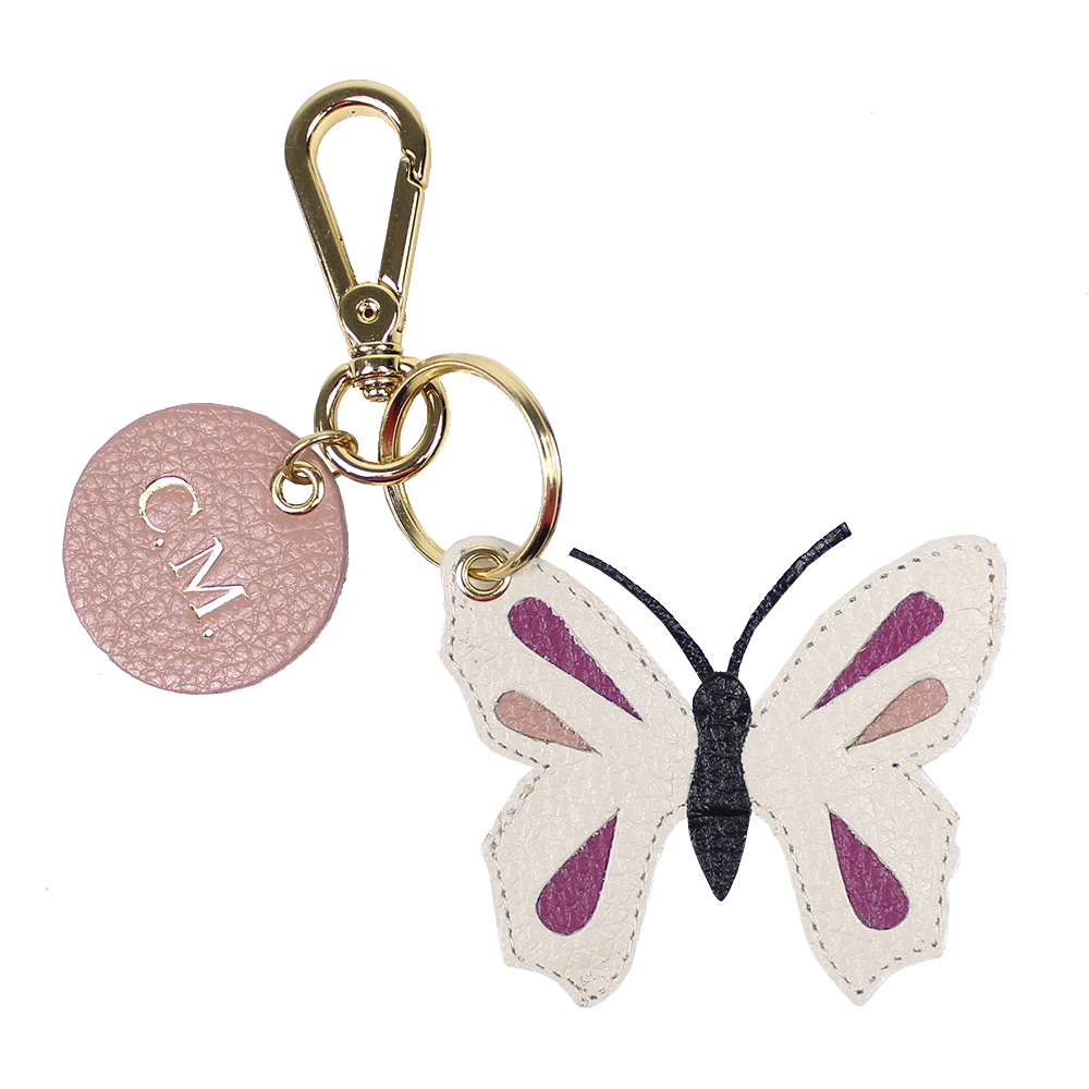 Chaveiro Borboleta em Couro Personalizado