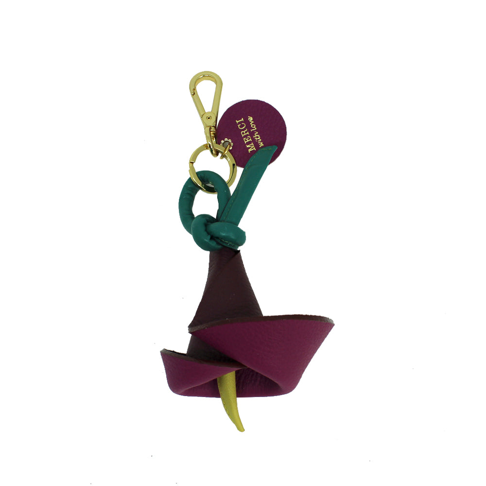 Chaveiro Tulipa em Couro Personalizado