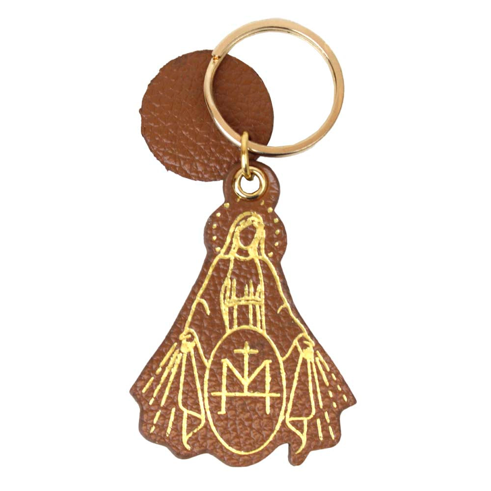 Chaveiro Nossa Senhora da Medalha Caramelo Liso Pronta Entrega