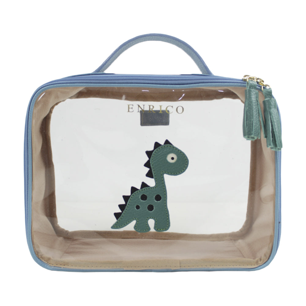 Necessaire Crystal M Little Dino em Couro e Vinil Personalizado