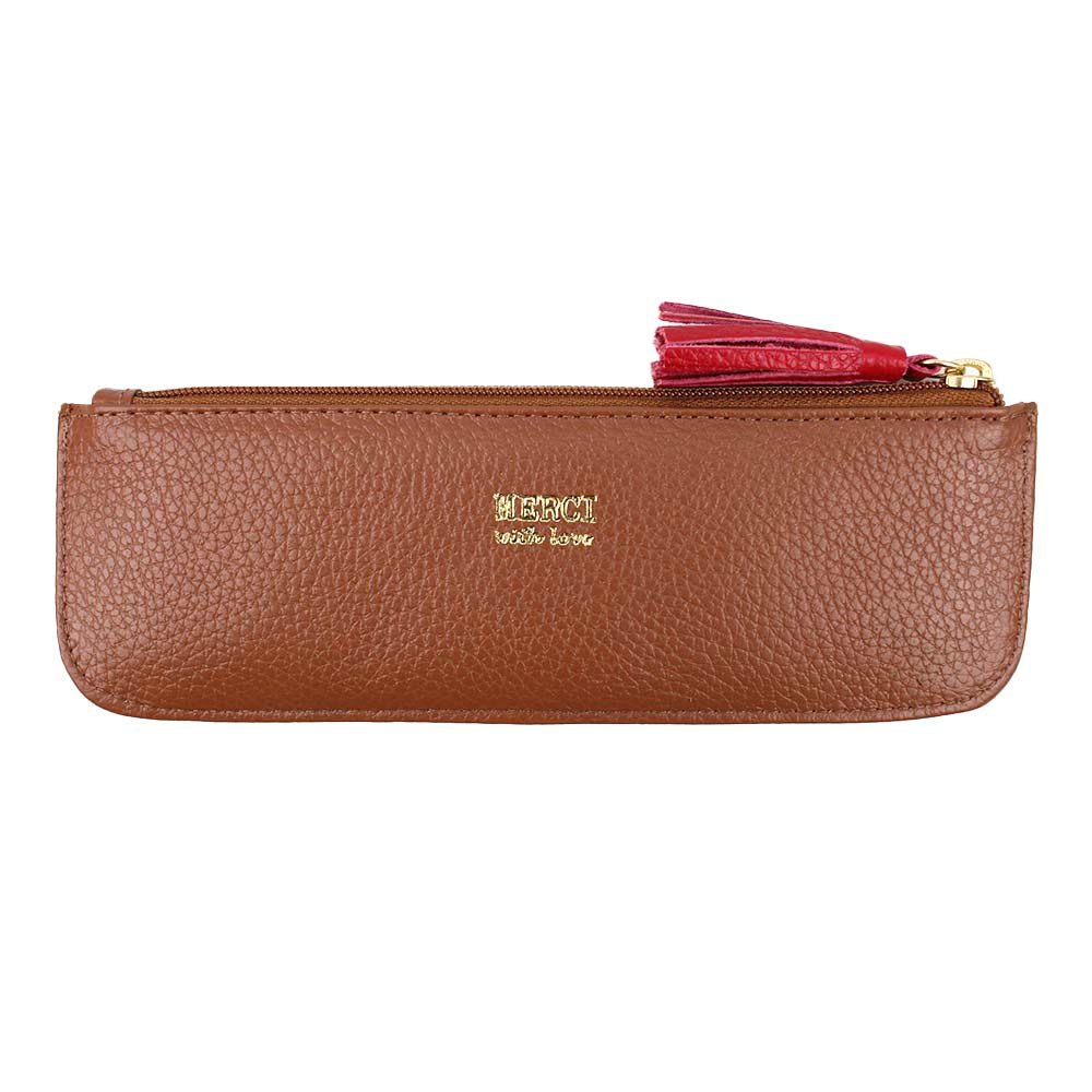 Estojo Lya Caramelo Liso com Vermelho Liso Pronta Entrega