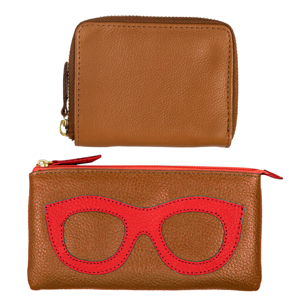 Kit Essential - Kit de Carteira e Porta Óculos em Couro Personalizados