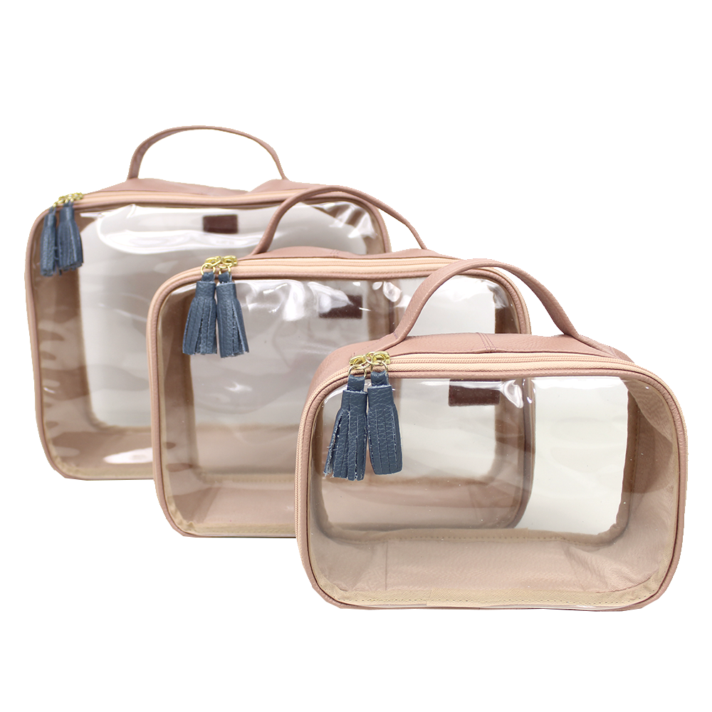 Kit Necessaire Crystal com 3 em Couro e Vinil Personalizado
