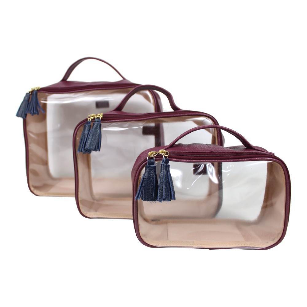 Kit Necessaire Crystal com 3 em Couro e Vinil Personalizado