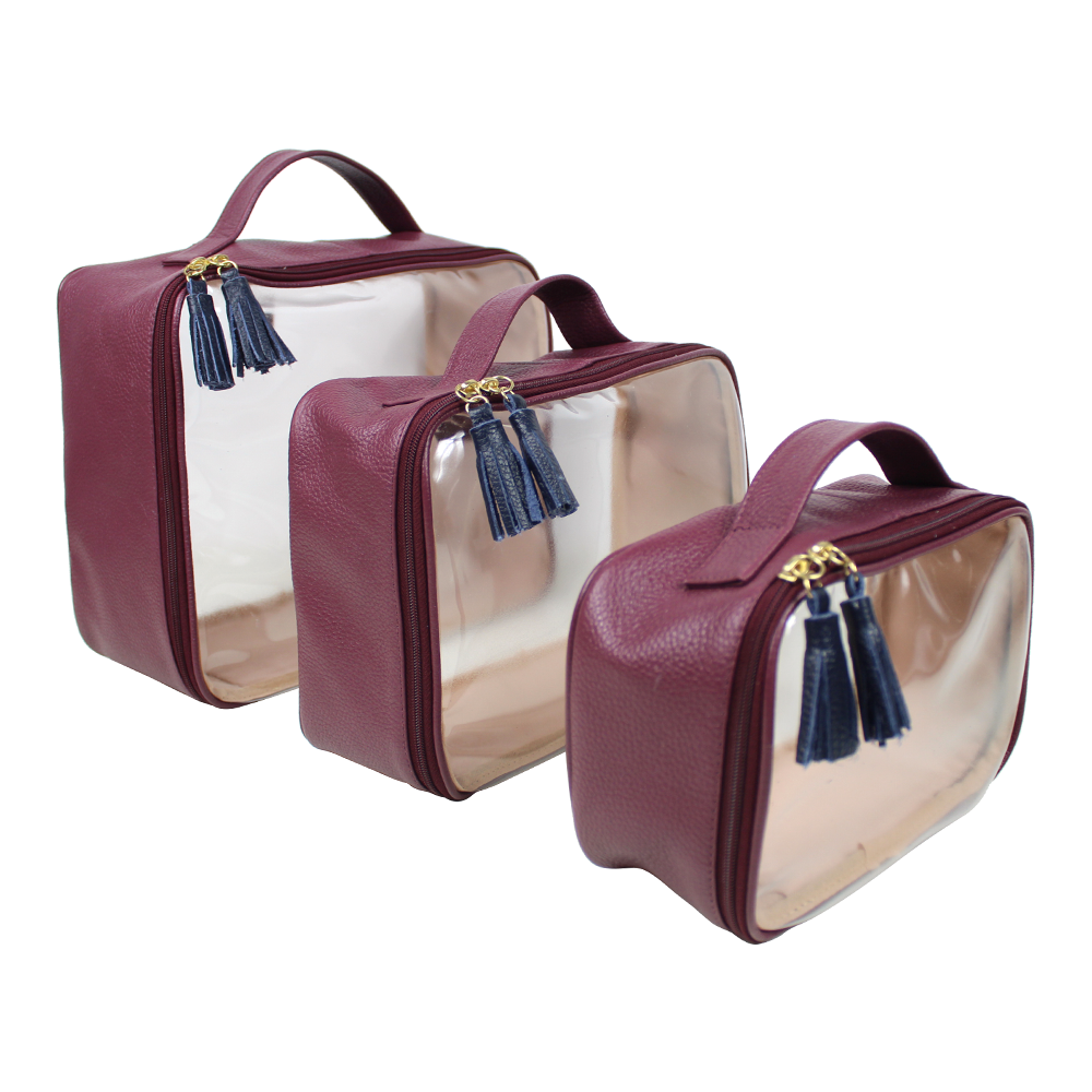 Kit Necessaire Crystal com 3 em Couro e Vinil Personalizado