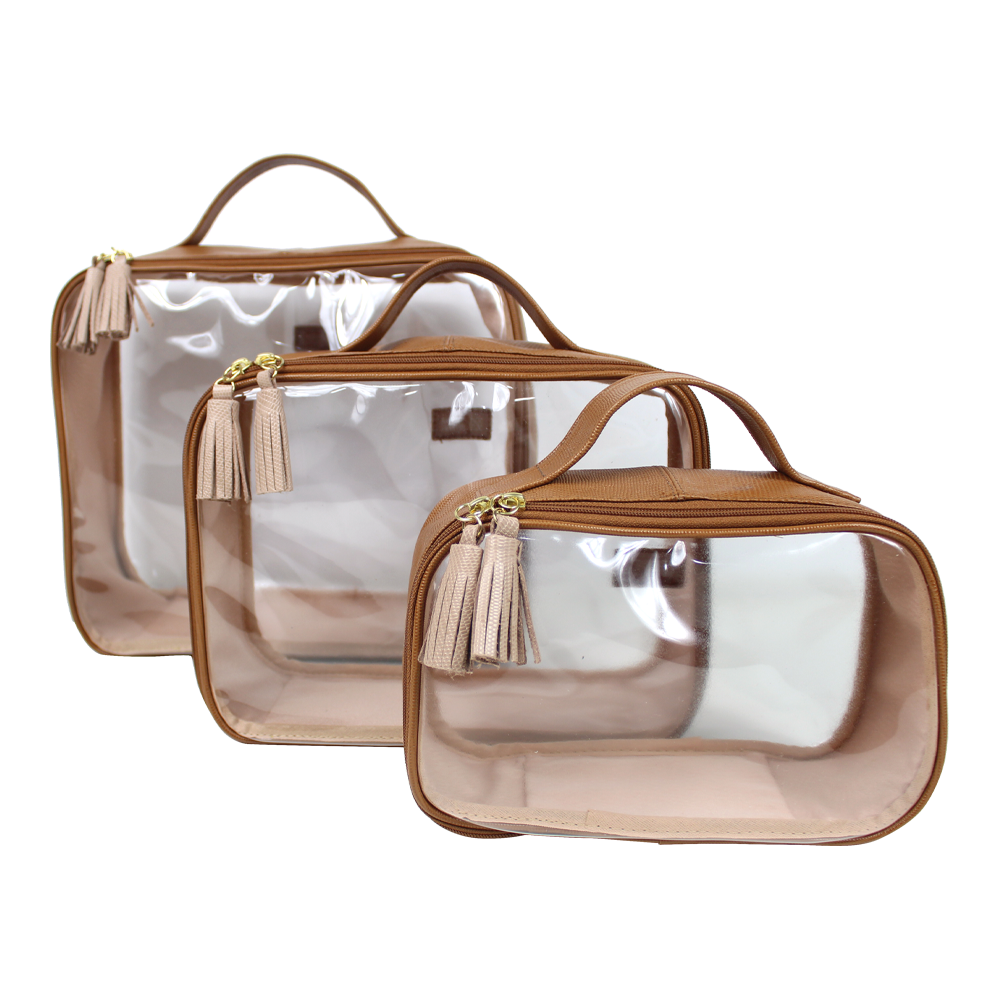 Kit Necessaire Crystal com 3 em Couro e Vinil Personalizado