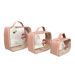 Kit Necessaire Crystal com 3 Boneco de Neve em Couro Personalizada