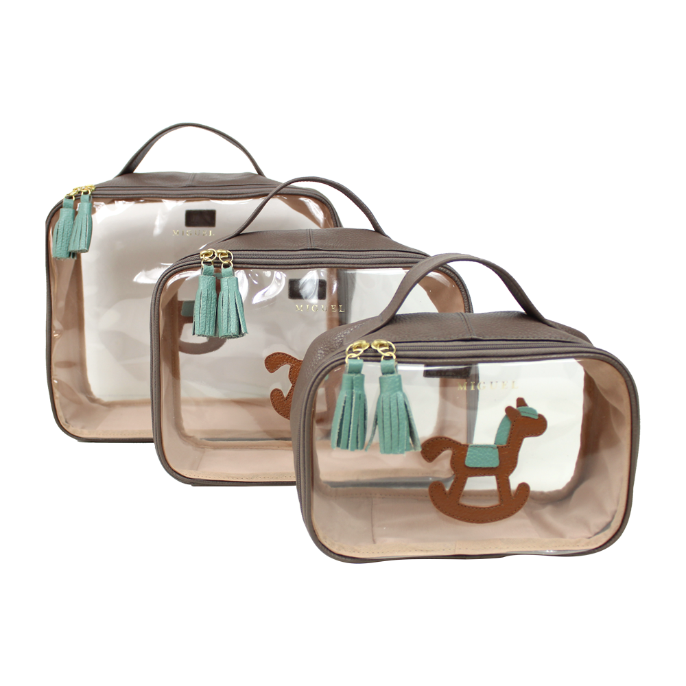 Kit Necessaire Crystal com 3 Little Horse em Couro Personalizada