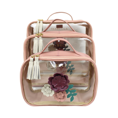 Kit Necessaire Crystal com 3 Le Jardin em Couro Personalizada