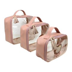 Kit Necessaire Crystal com 3 Leoa em Couro Personalizada