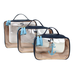 Kit Necessaire Crystal com 3 Marinheiro em Couro Personalizada